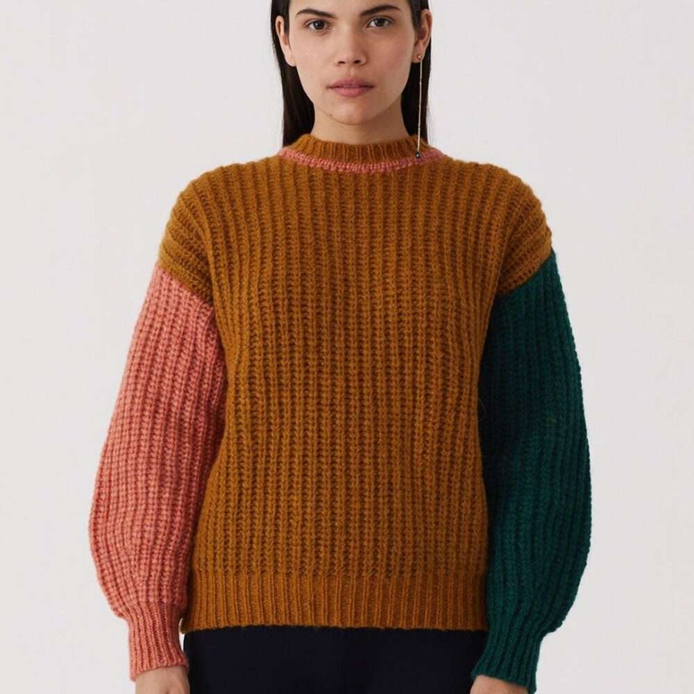 Paloma Wool Frigo Color-Block Sweater (Ochre)
